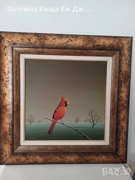 Картина червена птица на Иван Христов - Грога, снимка 1