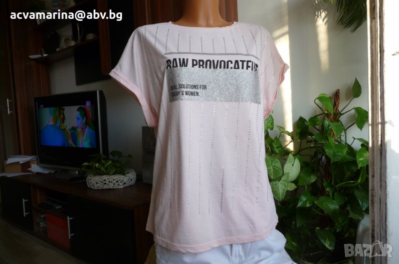 нова розова тениска  със сребристи акценти, снимка 1