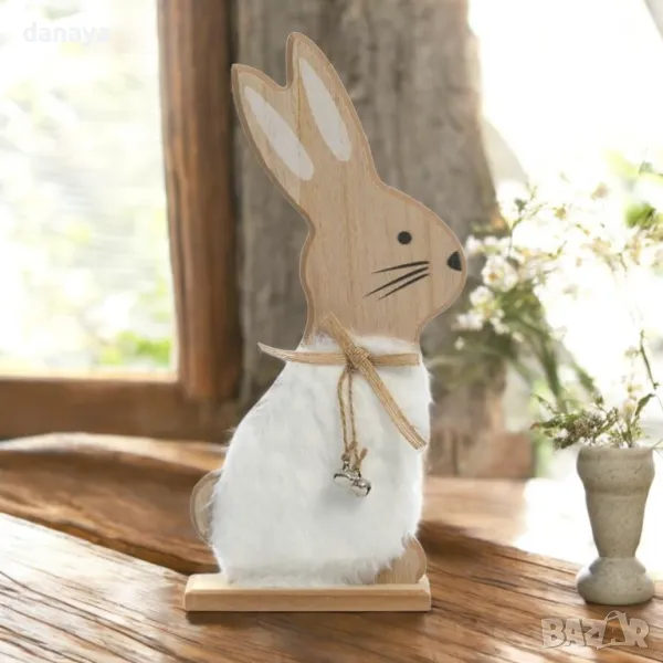 5797 Великденска украса Зайче с пух, 27см, снимка 1