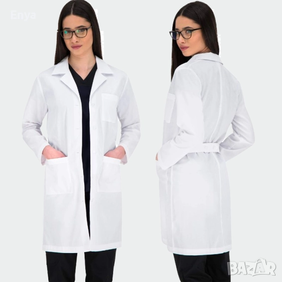 Медицинска престилка (манта)-(бяла)-мъжки и дамски, снимка 1