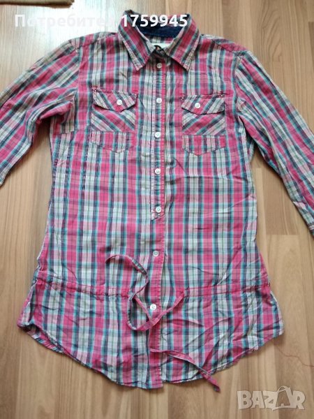 Цикламена карирана риза, снимка 1