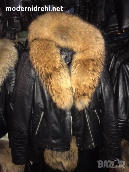 Дамско кожено яке с лисица код 32, снимка 1