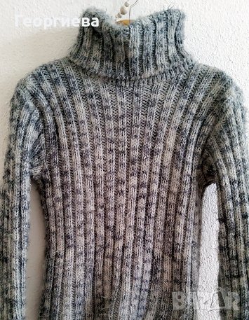 Топъл дамски пуловер в сив меланж, снимка 1