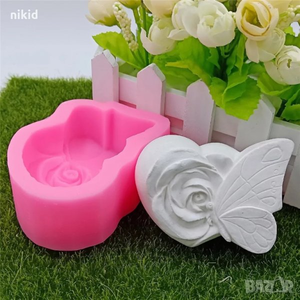 Роза Пеперуда голям Дълбок силиконов молд форма тесто фондан сапун гипс шоколад мъфини, снимка 1