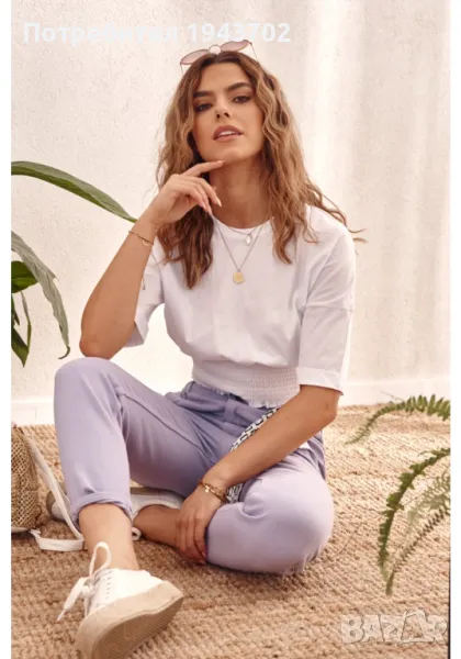 Дамска бяла къса тениска MP14546, снимка 1