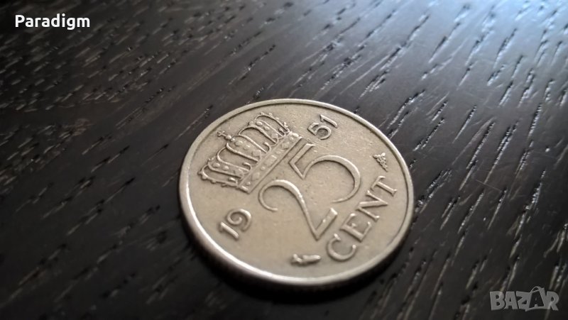 Монета - Холандия - 25 цента | 1951г., снимка 1