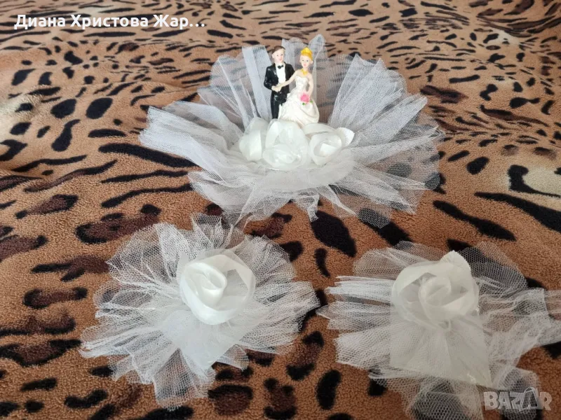 СВАТБЕНА УКРАСА ЗА КОЛА С МЛАДОЖЕНЦИ, снимка 1