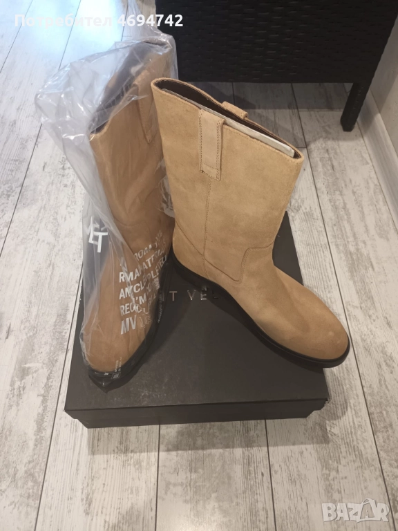 Велурени ботуши Mint Velvet Natural Hina 40 Размер, снимка 1