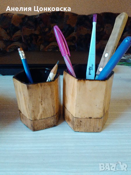Дървен моливник,вазичка,ръчна изработка, снимка 1
