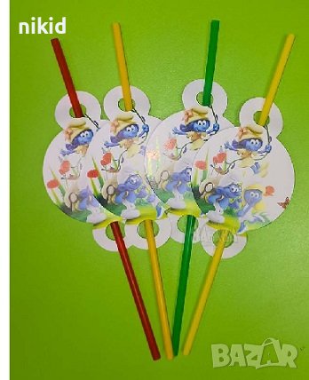 10 бр Смърф смърфовете смърфчета смърфчетата The smurfes парти сламки рожден ден, снимка 1