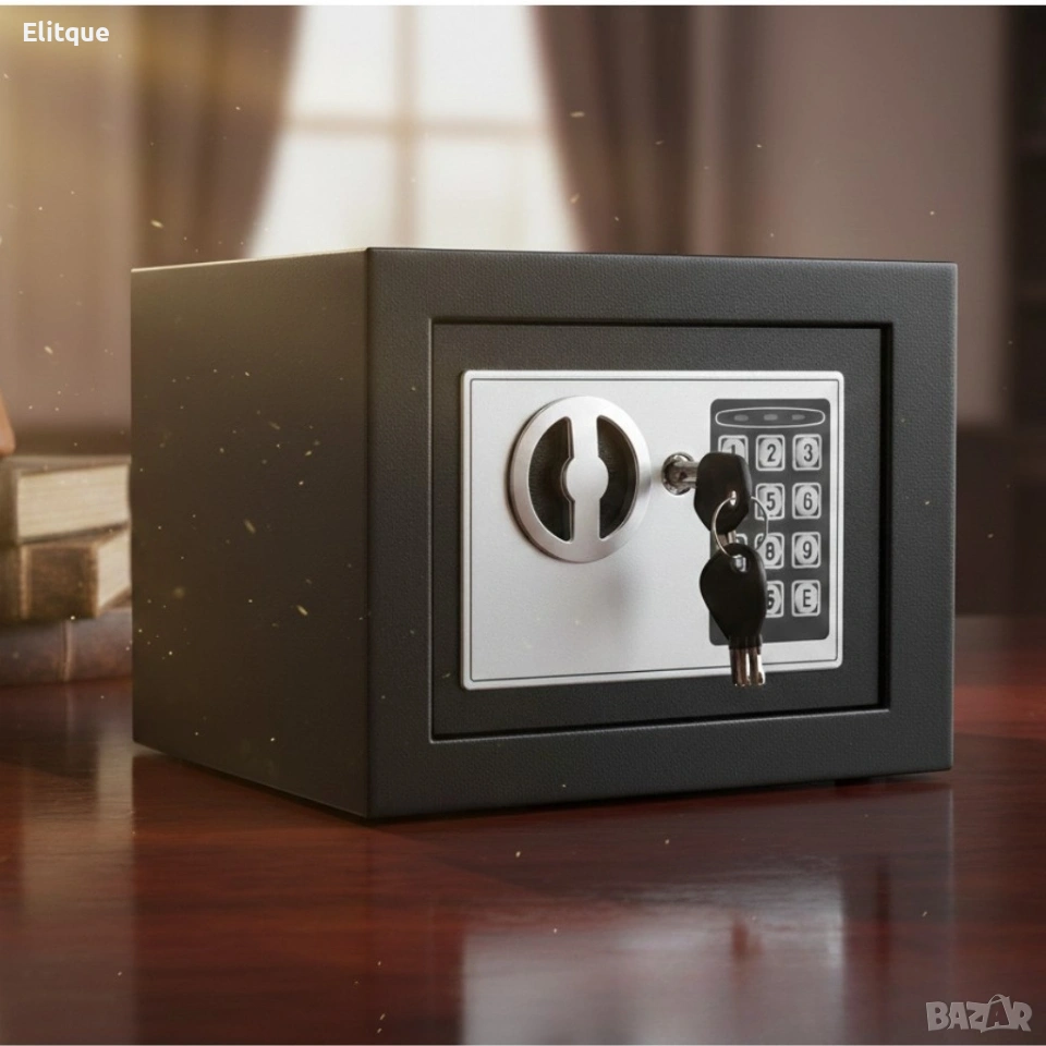 Електронен сейф с кодова клавиатура и резервен механичен ключ – 4.6L, снимка 1