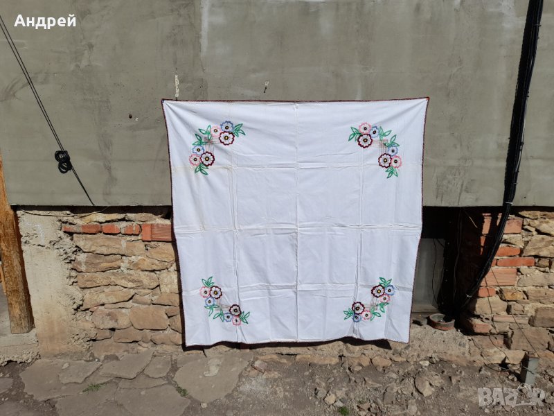 Стара бродирана покривка за маса #5, снимка 1