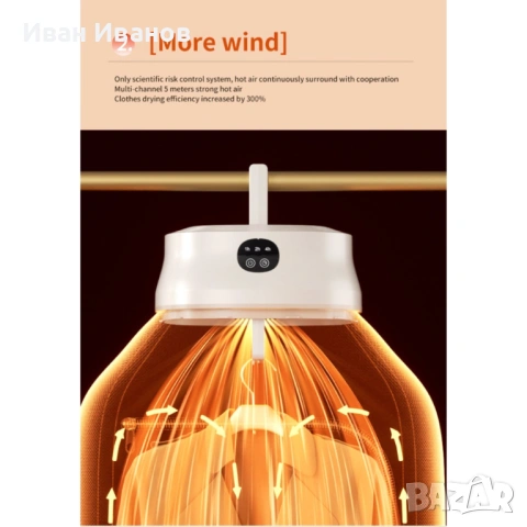 Смарт сушилня за дрехи – сгъваема, без монтаж, голям капацитет, стерилизация и бързо сушене