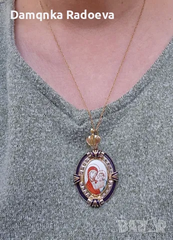 СССР златна висулка с Якутски Диаманти , снимка 2 - Колиета, медальони, синджири - 49628528