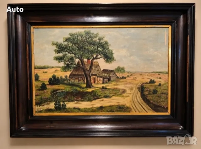 Стара маслена картина „Немски селски пейзаж“ – H. Satzger, XX век – 93 × 67 см с рамката