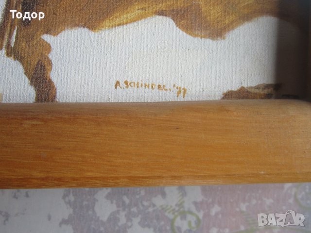 Картина масло върху платно подписана 1977 , снимка 3 - Картини - 37610950