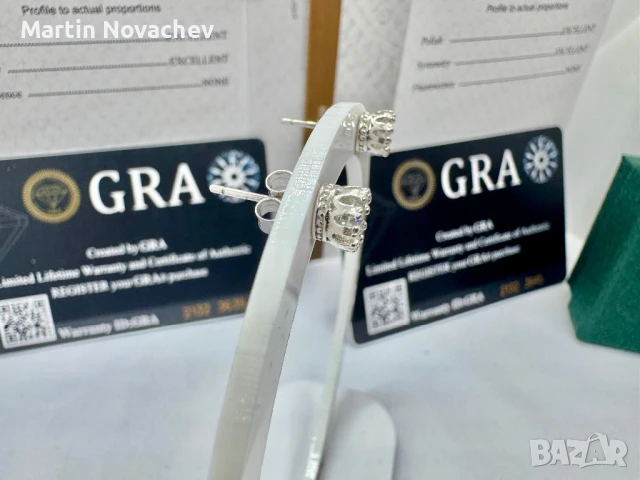 Сребърни обеци с мойсанит (Диамант) 0.5 карата, снимка 5 - Обеци - 51370927