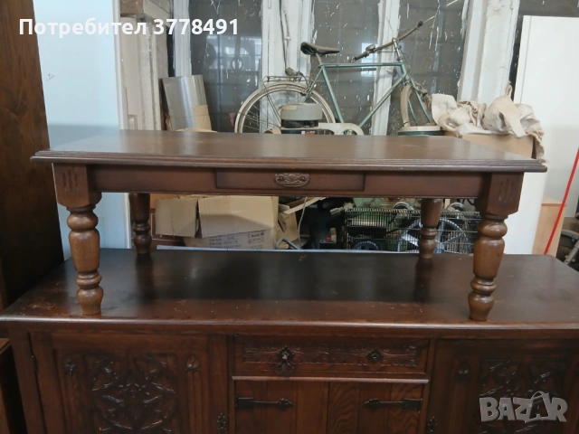 Станинна дъбова холна маса