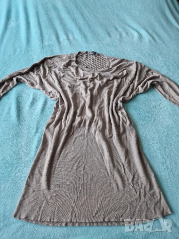 дамска туника/рокля, плетиво, бежово-сива, без забележки 