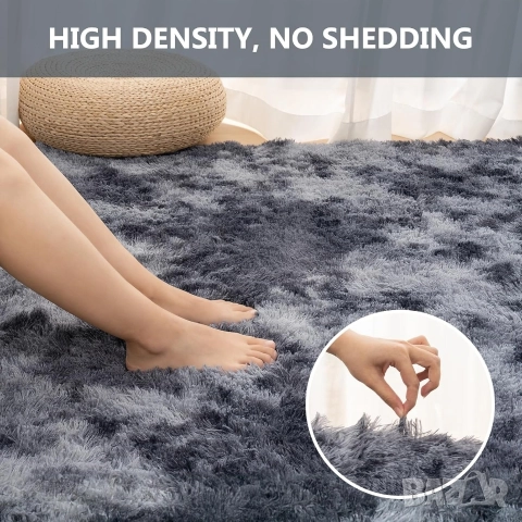 200x300см шаги пухкав килим с междинен слой пяна, Сив. Vamcheer, снимка 5 - Килими - 52569189