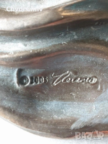 24см-2кг бронзов резин/италианска пиедестална фигурална фруктиера-бонбониера/фигура на фея с лилия, снимка 12 - Декорация за дома - 52972341