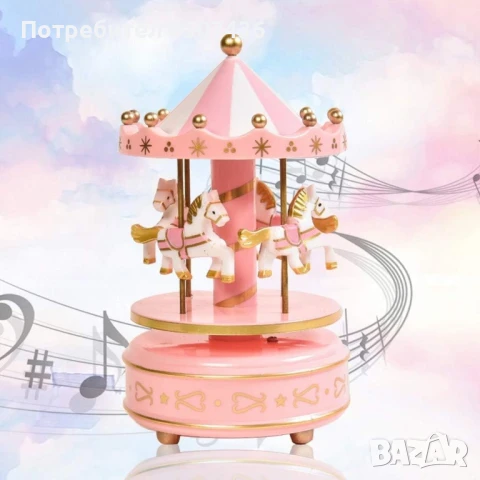 Луксозна музикална кутия с въртележка 4 коня, снимка 6 - Декорация за дома - 50840762