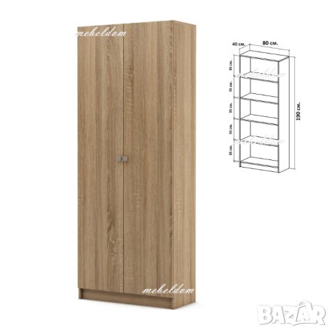 Гардероб двукрилен с 4 рафта(код-4663), снимка 2 - Гардероби - 40834052