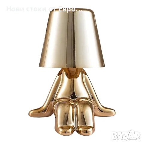 Нощна лампа със сензорно управление, декоративна сребърна статуя на мислителя, LED настолна лампа, снимка 7 - Настолни лампи - 48352281