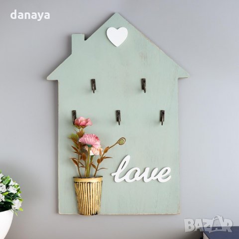 2450 Декоративна закачалка за ключове с декорация и надпис Love, снимка 2 - Закачалки - 34447425