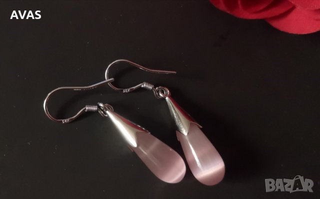 Нови розови обеци капка, снимка 2 - Обеци - 29900891