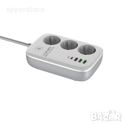 Разклонител 220V, зарядно, 3 гнезда и 3 USB + Type C, WiFi с ключ LDNio SE3452 SS000197- Fast Charge, снимка 4 - Друга електроника - 42385258