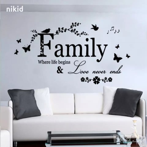 Family текст семейство лепенка стикер самозалепващ за стена