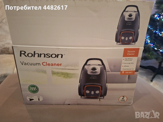 Прахосмукачка с торба Rohnson R138, 700W, Енергиен клас A, 3 л, Текстилна торба, Филтър Hepa, Черна, снимка 2 - Прахосмукачки - 52866654