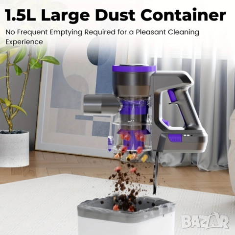 Безжична Вертикална Прахосмукачка - Yanhama H3 600W 65000Pa, 4-в-1 с 60 Мин Работа, LED!, снимка 8 - Прахосмукачки - 51500108