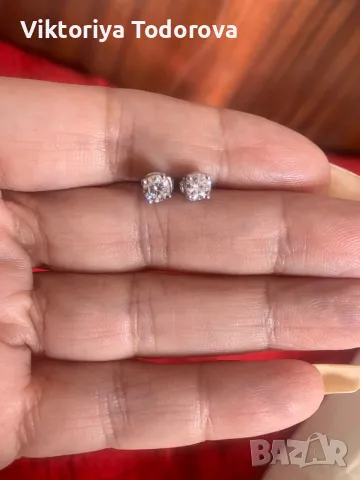 Нови зл. обеци с диаманти -0,50к-СПЕШНО--НА ПОЛОВИН ЦЕНА-ДО КОЛЕДА