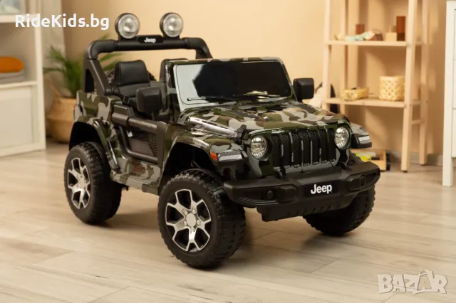 Офроуд акумулаторен автомобил  JEEP RUBICON Камофлаж– 4x4, до 35кг., с дистанционно и LED,, снимка 16 - Детски велосипеди, триколки и коли - 50099656