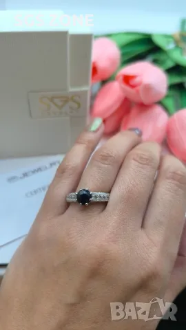 Сребърен Пръстен с Рубин/Сапфир❤️💙, снимка 3 - Пръстени - 49915754