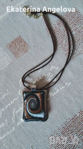 Голямо стейтмънт бохо колие, медальон, висулка плочка четириъгълник, снимка 2 - Колиета, медальони, синджири - 33925430