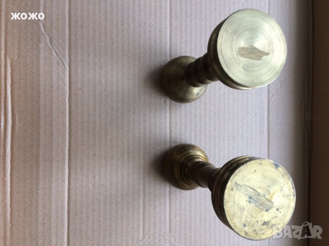  Масивни свещници от плътен месинг, снимка 3 - Антикварни и старинни предмети - 34248150