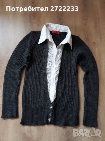 Дамски  пуловер жилетка  с риза, снимка 4 - Блузи с дълъг ръкав и пуловери - 31096508