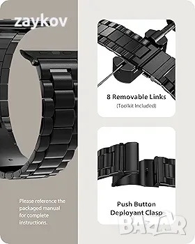 Fullmosa, съвместим с каишка от неръждаема стомана на Apple Watch 42 mm 44 mm 38 mm 40 mm, снимка 3 - Смарт гривни - 48044554