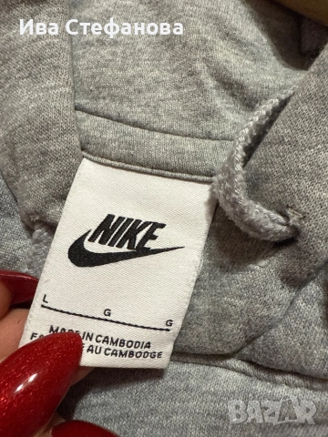 Нов оригинален памучен памук дамски суичър сив ватиран 100 % оригинален марков Nike nike Найк, снимка 4 - Суичъри - 52566076