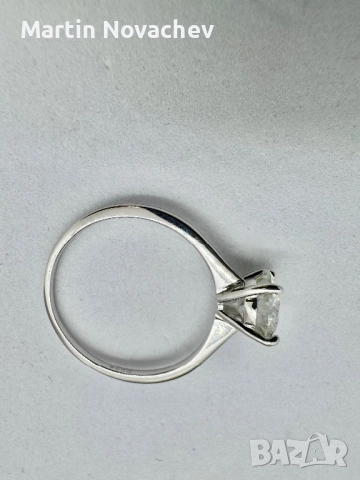 Сребърен пръстен с мойсанит (Диамант) 2 карата, снимка 8 - Пръстени - 51782457