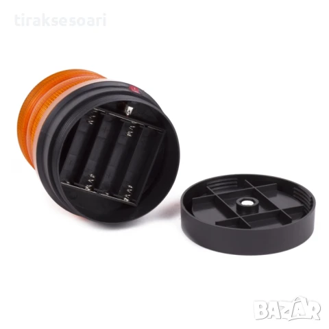  LED Аварийна Сигнална Лампа 12V – Безжична, на батерии, с магнит, буркан тип, блиц светлина, снимка 2 - Аксесоари и консумативи - 50812327