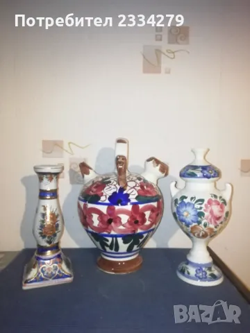 Керамични, порцеланови вази, свещник ръчна изработка. 