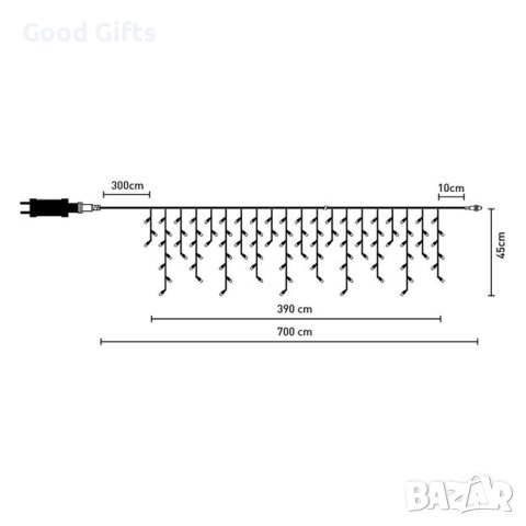 Коледни лампички Завеса, 200 LED, Наситено Топло бяло, снимка 4 - Лед осветление - 42720752