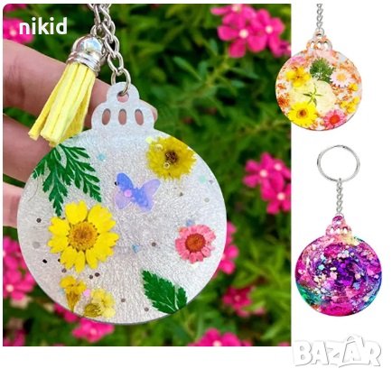 Коледна топка играчка плосък силиконов молд основа форма висулка фондан смола шоколад ключодържател, снимка 4 - Форми - 42127219