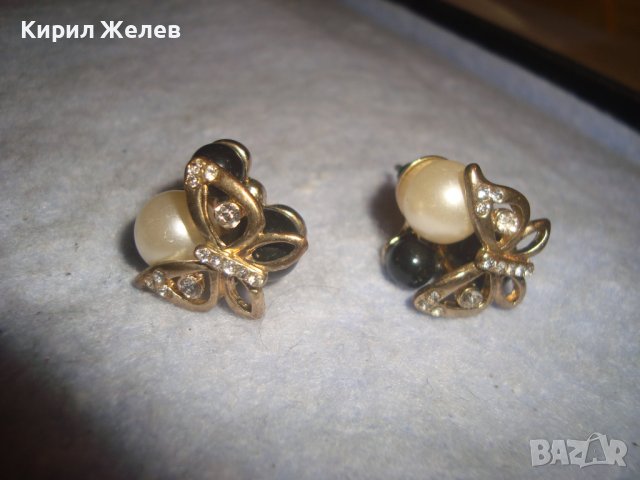 ПОЗЛАТЕНИ СТАРИ ПЕРЛЕН ТИП АРТ ОБЕЦИ с КРИСТАЛИ 17164, снимка 3 - Обеци - 37685785