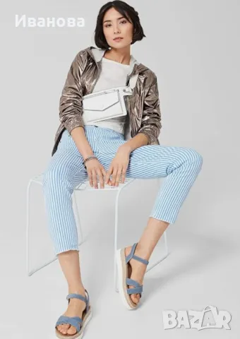 S.Oliver Летен памучен панталон. Бял. Син. , снимка 2 - Панталони - 50437079