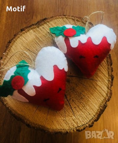 Коледна декорация комплект / Коледни играчки за елха комплект от филц ръчна изработка , снимка 5 - Декорация за дома - 34406185